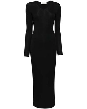 Tessitura Ribbed-Knit Maxi Dress - Zwart