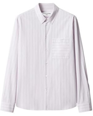 Maison Kitsuné Vertical-Stripe Chest-Pocket Shirt - White