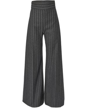 Carolina Herrera Diane Pinstripe-Pattern Palazzo Pants - Grigio