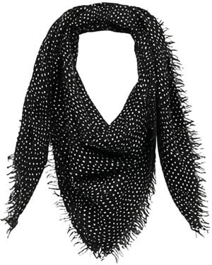 Isabel Marant Alecia Polka-Dot Fringed Scarf - Black