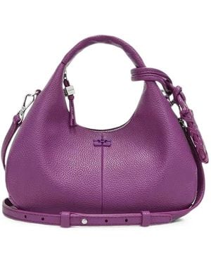Ganni Mini Sac Cabas Hobo En Cuir À Fini Grainé - Purple