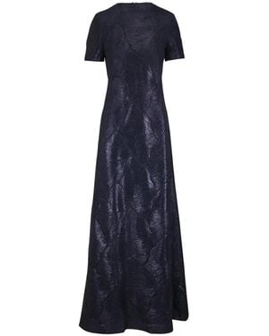 Akris Vestido De Fiesta Acampanado Con Encaje - Azul
