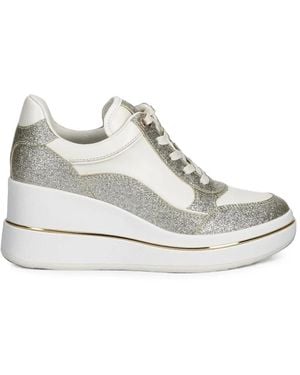 MICHAEL Michael Kors Emmy Signature Logo And Leather Wedge Sneakers - White