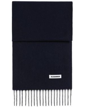 Jil Sander Slim Wool Scarf - Blue