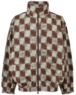 BREATH Block-Check Pile Jacket - Brown