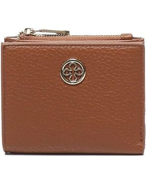 V73 Logo-Detail Zip-Top Wallet - Brown