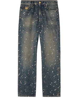 Versace Crystal-Embellished Jeans - Blue