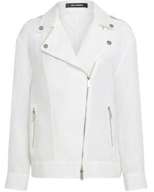 KARL LAGERFELD Long-Sleeve Biker Jacket - White