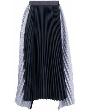 Sacai High-Waisted Paneled Pleat Skirt - Blue