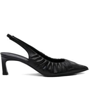 Halmanera Slingback-Pumps mit Falten - Schwarz