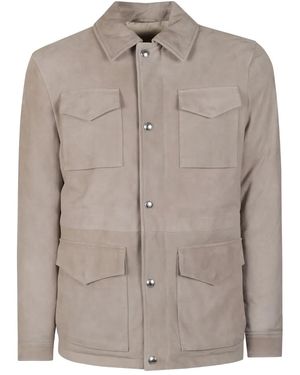 Eleventy Structured Military-Inspired Jacket With Suede-Like Texture - Brown