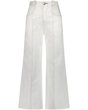 Giambattista Valli Wide-Leg Contrast-Stitch Jeans - White