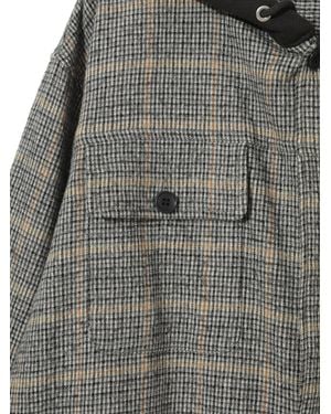 Undercover Up2E44071 Hooded Checked Shirt - Gray