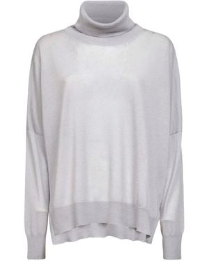 Blanca Vita Pull Côtelé À Col Roulé - Gris