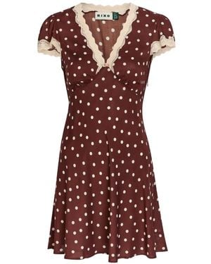 RIXO London Vestido Corto Cely Con Ribete De Encaje - Rojo