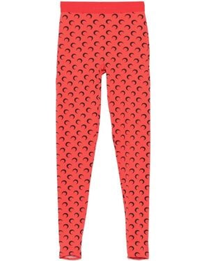 Marine Serre Moon-Print Leggings - Red
