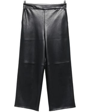 Max Mara Amati Faux-Leather Cropped Palazzo Pants - Gray
