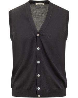 FILIPPO DE LAURENTIIS Buttoned V-Neck Vest - Black