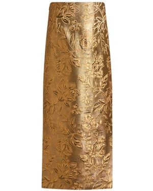 Etro Jacquard Midi Skirt With Floral-Motif - Natural