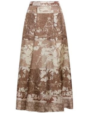 Pierre Louis Mascia Aloe A-Line Midi Skirt - Natural