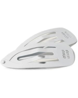 Miu Miu Metal Hair Clips - White
