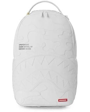 Sprayground Mochila Shark Central Camo & Sew - Blanco