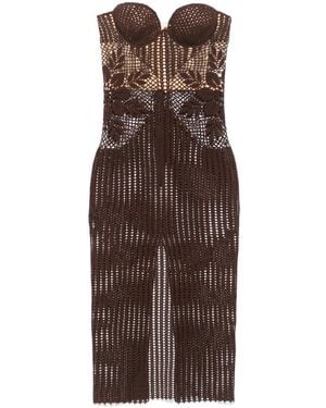 Magda Butrym Vestido midi palabra de honor - Marrón