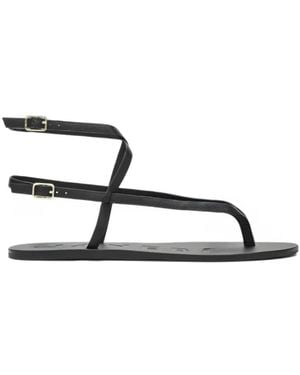 Manebí Smooth Leather Crossover Sandals - Black