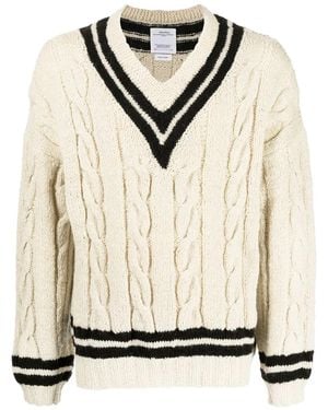 Visvim Cable-Knit V-Neck Jumper - Natural