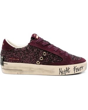 Crime London Sk8 Deluxe Glitter-Embellished Suede Trainers - Purple