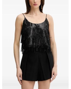 Haveone Pailletten-Tanktop Mit Fransen - Schwarz