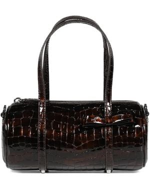 Sandy Liang Bolso Pencil Case Nano Con Efecto De Piel De Cocodrilo Y Lazo - Negro