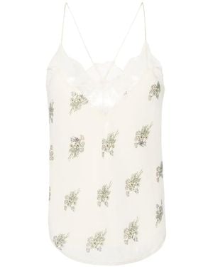 Zadig & Voltaire Haut Christy À Ornements De Sequins - Blanc