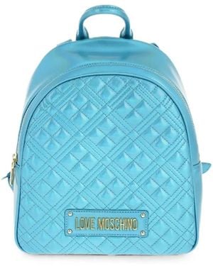 Moschino Mochila Laminada Acolchada - Azul