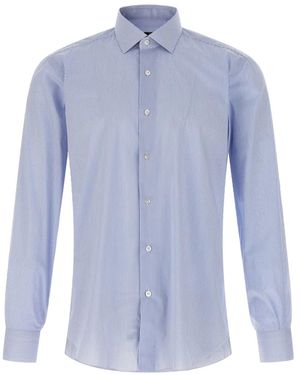 Barba Napoli Striped Pin-Tuck Shirt - Blue