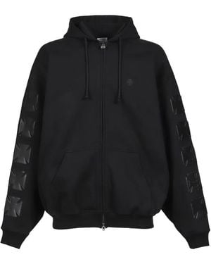 Vetements Leather Biker Cross Hoodie - Black