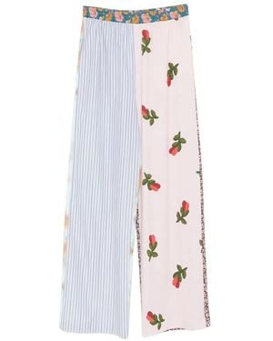 Moschino Multicolour Floral Cotton Trousers - White