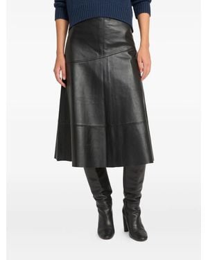 Yves Salomon Flared Leather Midi Skirt - ブラック