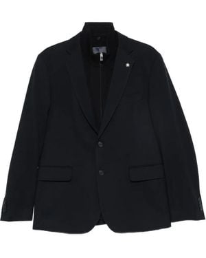 Manuel Ritz Stretch Flannel-Bib Blazer - Black