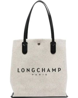 Longchamp Bolso Shopper Con Logo Estampado - Blanco