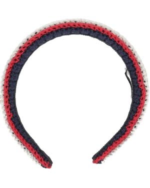 Miu Miu Gehäkeltes Stirnband Mit Streifen - Blau