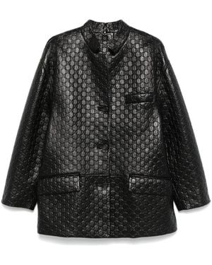 Gucci GGエンボス レザージャケット - ブラック
