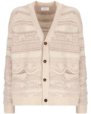 Laneus Patterned Intarsia-Knit Cardigan - Natural