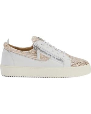 Giuseppe Zanotti Sneakers mit gewebtem Einsatz - Weiß