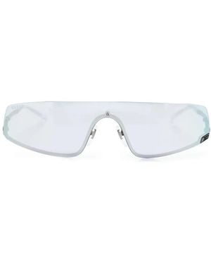 Gucci Square-G-Motif Shield-Frame Sunglasses - White