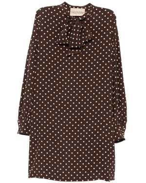 Valentino Garavani Polka-Dot Mini Dress - Brown