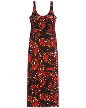 Dries Van Noten Langes Kleid Aus Samt - Rot