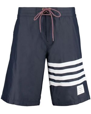 Thom Browne Costume Da Bagno Con Dettaglio A Righe - Blu