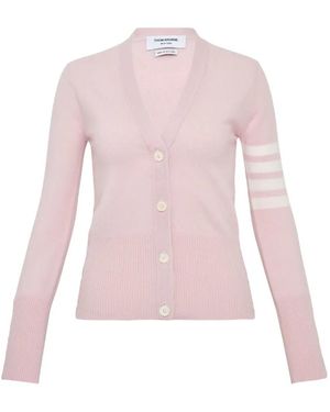 Thom Browne Four-Bar V-Neck Cardigan - Pink