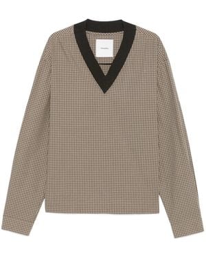 Nanushka Checked V-Neck Top - Natural